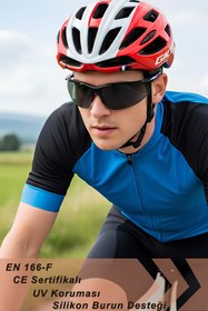 Resim GLASWEN Bisiklet Güneş Gözlüğü Uv Korumalı Silikon Burunlu Ayarlanabilir Sap Koruyucu Bisikletçi Gözlük Füme 