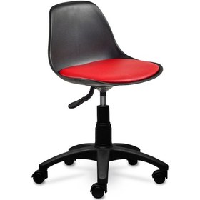 Resim Ofiscombin Ofis Döner Tekerli Danışma Çocuk Ders Çalışma Koltuğu Tabure Kirmizi Deri 00047499801 