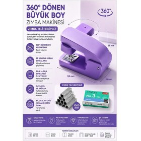 Resim Lila Zımba Makinesi 24/6 1 Adet Fixpoint P-4550 Pastel Renkler Büyük Zımba Makinası Ve Teli 20 25 Sayfa Dereceli Ofis 