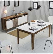 Resim Milan Yemek Odası Takımı - Ceviz / Beyaz 