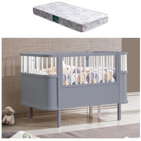 Resim Mdf Beşik 130x90 Trend Büyüyen Beşik Antrasit + 1 Comfort Yatak Antrasit 