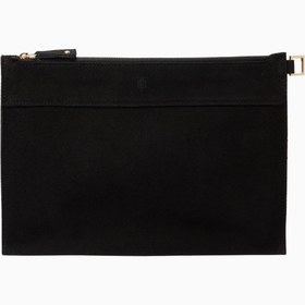 Resim Medium Pouch in Suede Siyah Şık Süet Clutch - Siyah 