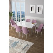 Resim Canisa Concept Canisa Zen Serisi Açılabilir Mdf Beyaz Mutfak Masa Takımı+6 Adet Sandalye (80 x 132 Cm) 