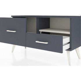 Resim Arges Şifonyer Tek Raflı 2 Çekmeceli 88x30x48 Antrasit-aytaşı/antrasit Aytaşı/antrasit 
