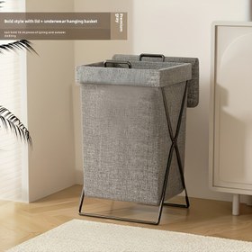 Resim Katlanabilir Gri Depolama Sepeti Sağlam Metal Çerçeve & Yüksek Kaliteli Kanvas - Rustik Tarz Banyo, Yatak Odası, Mutfak Organizasyonu için Çamaşır Sepeti - Yer Tasarruflu Katlanabilir Tasarım, Güçlendirilmiş Yapı, Çok Amaçlı Ev Düzenleyici, Bohem Dekor, Dayanıklı İnşaat, Küçük Alan Yaşamı, Çamaşır Sepetleri 