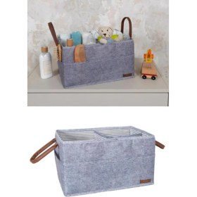 Resim Tekno Trust 20 x 30 Keçe Derili 3 Gözlü Anne Bebek Bakım Çantası, Çok Amaçlı Düzenleyici Organizer Çanta Gri Ke 