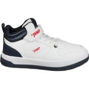 Resim Jump 27758 Cırtlı Yüksek Bilekli Beyaz - Lacivert Üniseks Çocuk Sneaker Günlük Spor Ayakkabı 