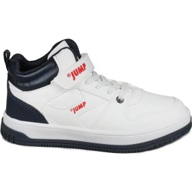 Resim Jump 27758 Cırtlı Yüksek Bilekli Beyaz - Lacivert Üniseks Çocuk Sneaker Günlük Spor Ayakkabı 