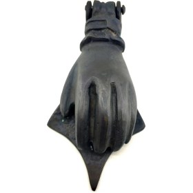 Resim Buğz Antika Tarz Dekoratif Pirinç El Kapı Tokmağı, Taktak - 167X75 Mm, Oksit 