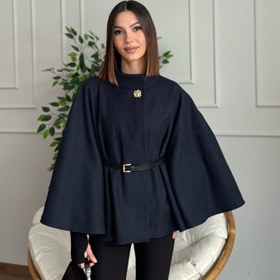 Resim Liya Kemerli Kaşe Lacivert Panço - S 