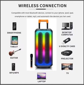 Resim ATAsoft Taşınabilir 40W Büyük Boy Rgb Bluetooth Mikrofonlu Boombox Parti Hoparlör Ndr-1097 