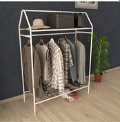 Resim Home Hanger Beyaz Konfeksiyon Askısı Raflı Butik Askı Konsept Askılık Beyaz 