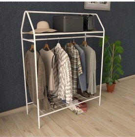 Resim Home Hanger Beyaz Konfeksiyon Askısı Raflı Butik Askı Konsept Askılık Beyaz 