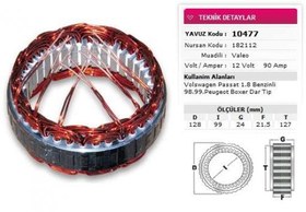 Resim STATOR VALEO TIP 12V 90A VOLSWAGEN PASSAT 1 8 BENZINLI 98 99 PEUGEOT BOXER DAR TIP NURSAN 182112 YAVUZ 10 477 
