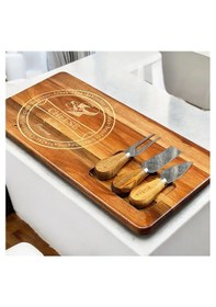 Resim Akasya Peynir Sunum Seti Tabak Kesme Tahtası 