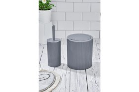 Resim Şık Yuvarlak Çöp Kovası ve Tuvalet Fırçası Seti, Banyo Aksesuarları 