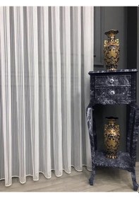 Resim Evdepo Home Kullanıma Hazır Kalın Çizgili Tül Perde 