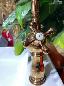 Resim İsaoğlu Yapı Bakır Mutfak Bataryası Bronz Rustik Musluk Vintage Model Evye Musluğu Bakır 