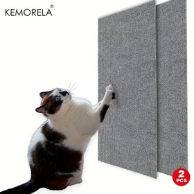 Resim KEMORELA 2 adet Kendinden yapışkanlı kedi tırmalama matları - Dayanıklı dokulu yüzey, kediler için mobilya koruyucusu, kolay kurulum, gri, evcil hayvan çizik koruması | Fonksiyonel evcil hayvan aksesuarı | Aşınmaya dayanıklı malzeme, kedi çizikli mobilya koruyucu 