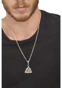 Resim Erkek Antik Gümüş Kaplama Triquetra Simge Uçlu Kolye Gümüş 