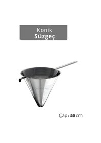 Resim Chinois Konik Süzgeç Paslanmaz Çelik İnce Gözenekli Sos Çorba Meyve Püresi Ve Tatlı Süzme Aparatı Gri 
