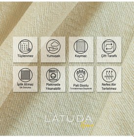 Resim Jakarlı Şönil Koltuk Örtüsü Çekyat Örtüsü Koltuk Şalı 110x175 2 Ad. Kaymaz Ekru Ekru 