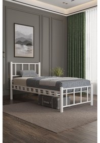 Resim Argimo Zambak Tek Kişilik Ferforje Beyaz Metal Karyola 90x200 