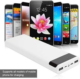 Resim Fockety Taşınabilir şarj cihazı, ultra yüksek kapasiteli, 26.800 mAh, 2 USB çıkışlı güç bankası, güvenli harici cep telefonu aküsü, hızlı şarj, uyumlu ve (beyaz) 