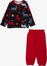 Resim Breeze Erkek Bebek Pijama Takımı Geyik Desenli 9 Ay-3 Yaş, Siyah-siyah Siyah 