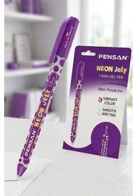 Resim Mor Neon Tükenmez Kalem 2 Adet Pensan Neon Jely Fosforlu Jel Pilot Kalem Siyah Defter Kalemi Yumuşak Yazım 