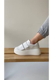 Resim MP Fashion Venedik Bt Bağcıksız Cırtlı Ortopedik Taban Kadın Spor Sneaker Ayakkabı Beyaz 