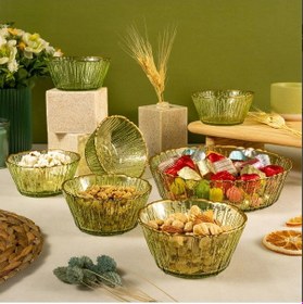 Resim Fecra Fladen 7 Parça Kase Seti Yeşil Gold Fileli 