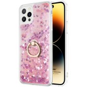 Resim Apple Iphone 14 Pro Max Kılıf Glitter Liquid Holder Pembe Microsonic