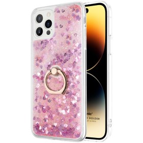 Resim Apple Iphone 14 Pro Max Kılıf Glitter Liquid Holder Pembe 