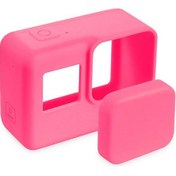 Resim 1 Takım Pembe-go Pro Aksesuarları İçin Eylem Kamera Kılıfı Koruyucu Silikon Kılıf Cilt + Lens Kapağı Kapak Gopro Hero 5 6 7 Siyah Kahraman Kamera 
