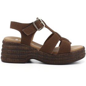 Resim Gönderi(R) Gönderi R Kadın Kahve Süet Dolgu Topuk Sandalet Dyza83935166 Kahverengi 