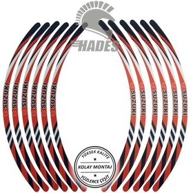 Resim Hades Motosiklet Aksesuarları Suzuki Dijital Jant Şeridi Kırmızı 