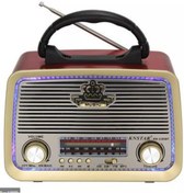 Resim JUNGLEE Şarjlı Ledli Retro Ahşap Radyo Bluetooth Hoparlör Usb - Mp3 Çalar Kn-1183bt 