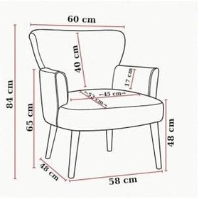 Resim Modern Berjer Tekli Koltuk - Krem Babyface Kumaş, Ceviz Ayak, | Salon, Oturma Odası, Balkon İçin 