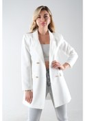 Resim Feminist Ekru Astarlı Düğme Kapamalı Blazer Ceket 0105123.147 Ekru 
