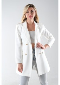 Resim Feminist Ekru Astarlı Düğme Kapamalı Blazer Ceket 0105123.147 Ekru 