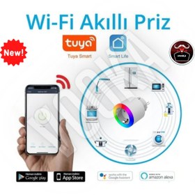 Resim VOOKA Vilya Akıllı Wifi Priz Mobil Kontrollü Rgb Ledli Yüksek Watt Smart Socket 