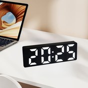 Resim 1 Adet Modern Minimalist LED Alarm Saati, Büyük Dijital Ekran, Snooze Fonksiyonu, Sıcaklık Sensörü & Sessiz Çalışma - Pil/USB Çift Güç Kaynağı, Yatak Odası için Dayanıklı Plastik Tasarım, Ofis, Öğrenci Yurdu, Yatak Odası Aksesuarı, Şık Ev Dekoru, Çok Yönlü Yerleştirme 