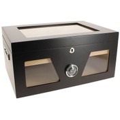Resim Falconetti Siyah 2 Katlı Camlı Humidor Puro Kutusu Rc21 