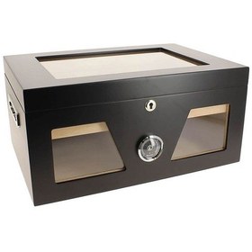 Resim Falconetti Siyah 2 Katlı Camlı Humidor Puro Kutusu Rc21 