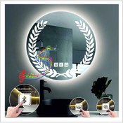 Resim GLOBAL LED MIRROR 80 Cm Beyaz Ledli Tasarım Kumlamalı Dokunmatik Bluetoothlu Buğu Önleyicili Banyo Aynası Makyaj Ayna 