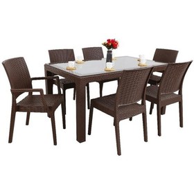 Resim Depootoptan Mandella Elit Rattan 90 x 150 CM 2 Elit Koltuk 4 Elit Sandalye Camlı M (397462694) 