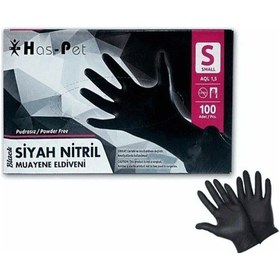 Resim Has-Pet Pudrasız Siyah Nitril Muayene Eldiveni 100'lü x 20 Paket 