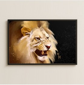 Resim Gerçekçi Kükreyen Aslan Dijital Sanat Pleksi Tablo 