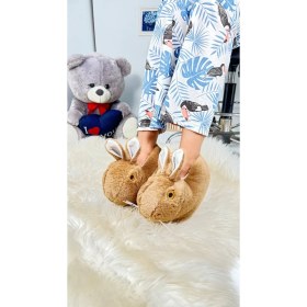 Resim Nstil Kadın Panduf Tavşan Figürlü Peluş Ev Botu Desenli Düz Taban Rahat Hafif 359 